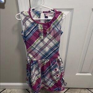 American Girl Multicolor Plaid Sleeveless Tie Waist Dress Size 8